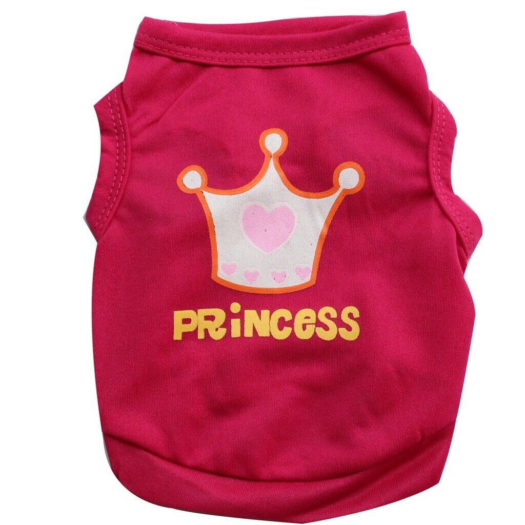 Summer Princess Crown Pattern Vest Dog Clothes for Puppy Pet Dogs Red Size M