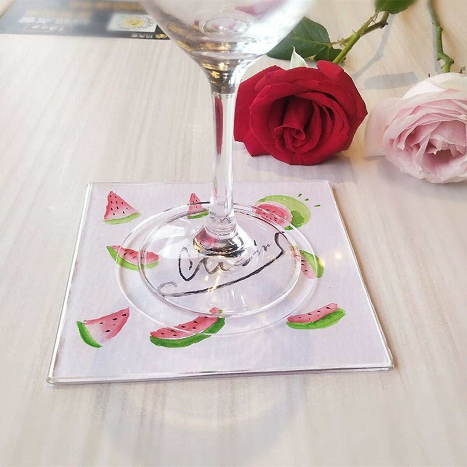 2/Set Clear Cocktail Napkin Holder Coffee Table Coasters Dining Table Decor