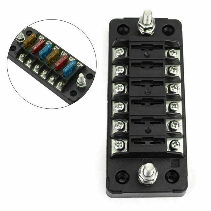 6 Way Blade Fuse Holder Box Block With Negative Pole Kit For Car Boat Marine HG