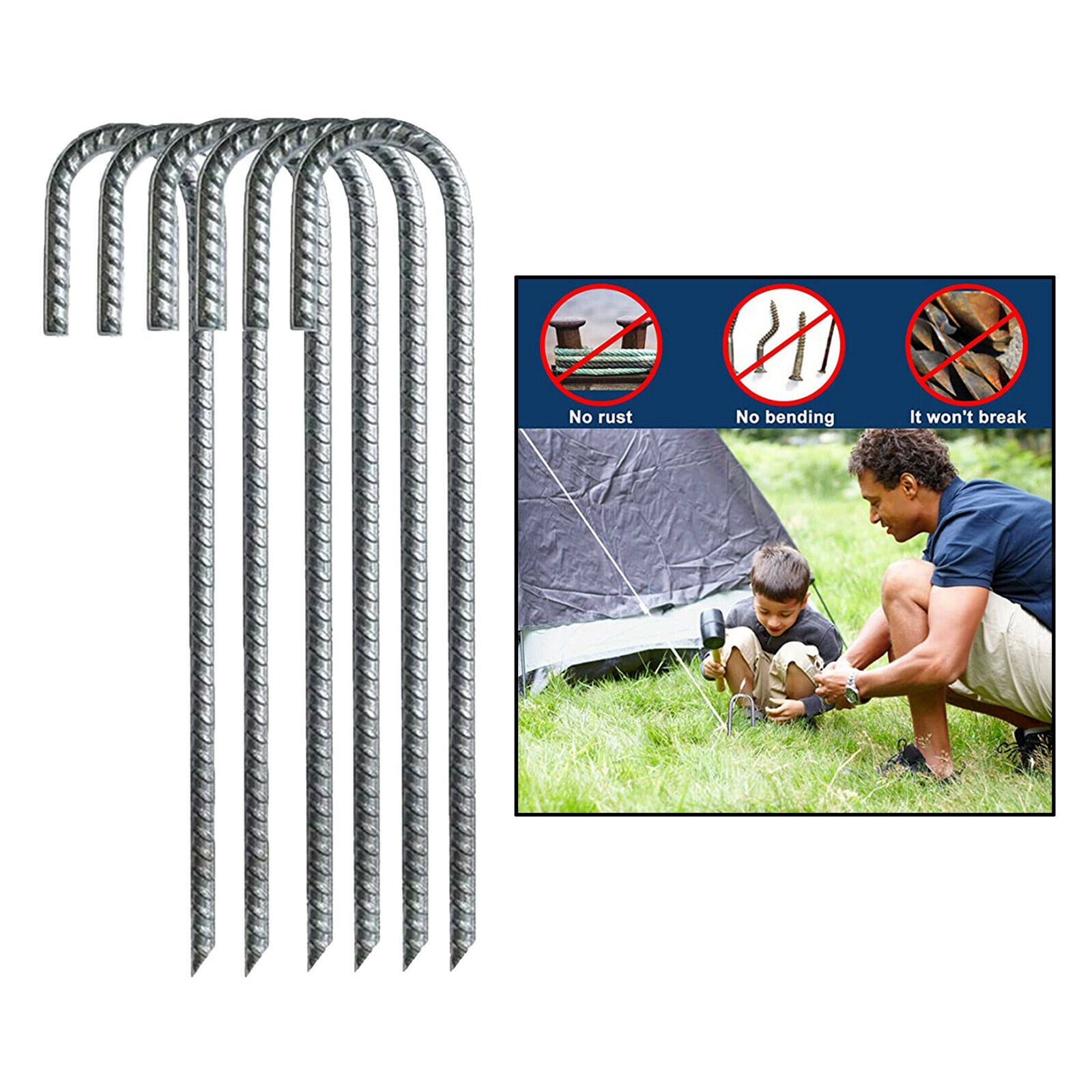 30cm Ground Stakes Garden Plant Support Tent Pegs Trampoline Wind Anchors