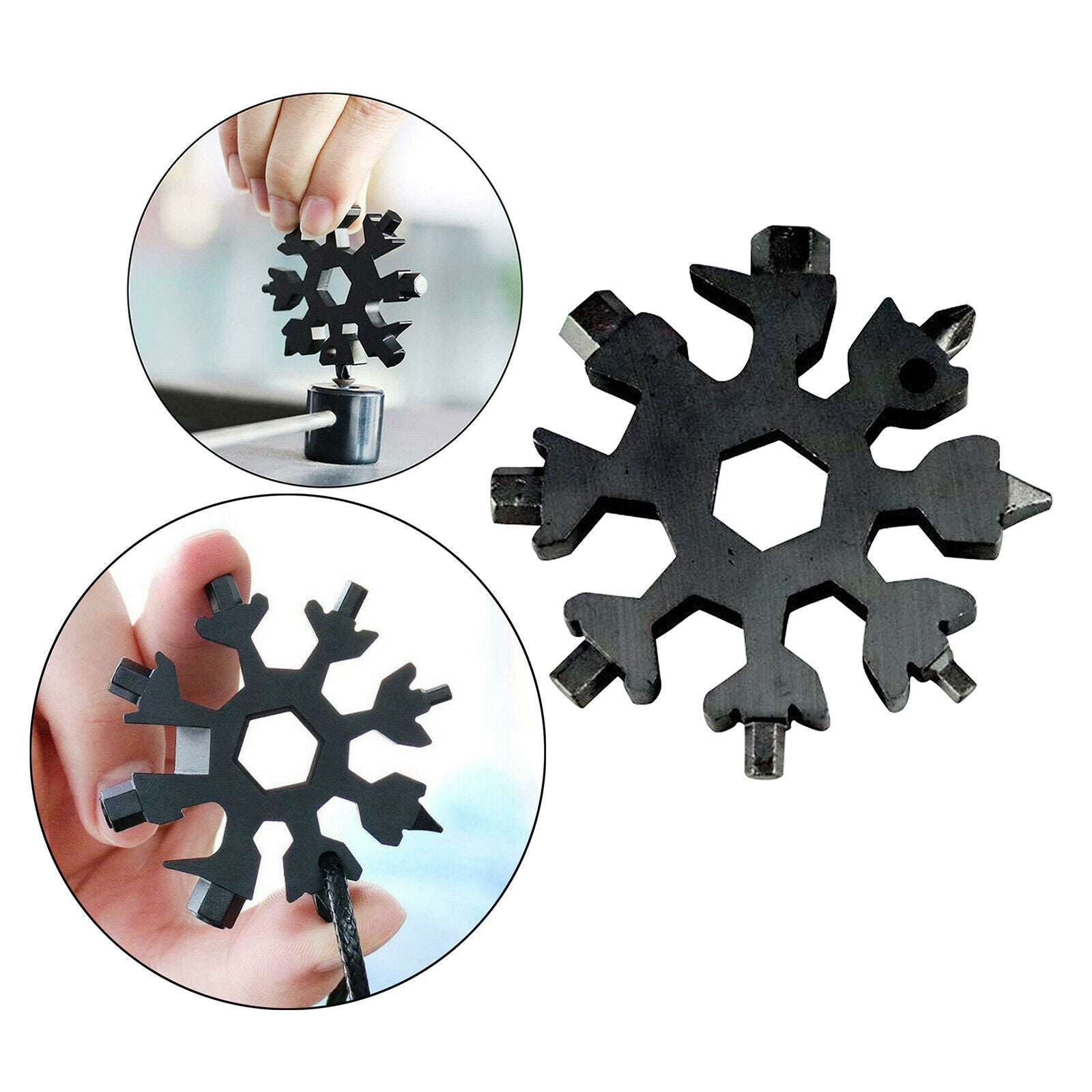 3-Piece 18-in-1 Hex Keychain with Snowflake