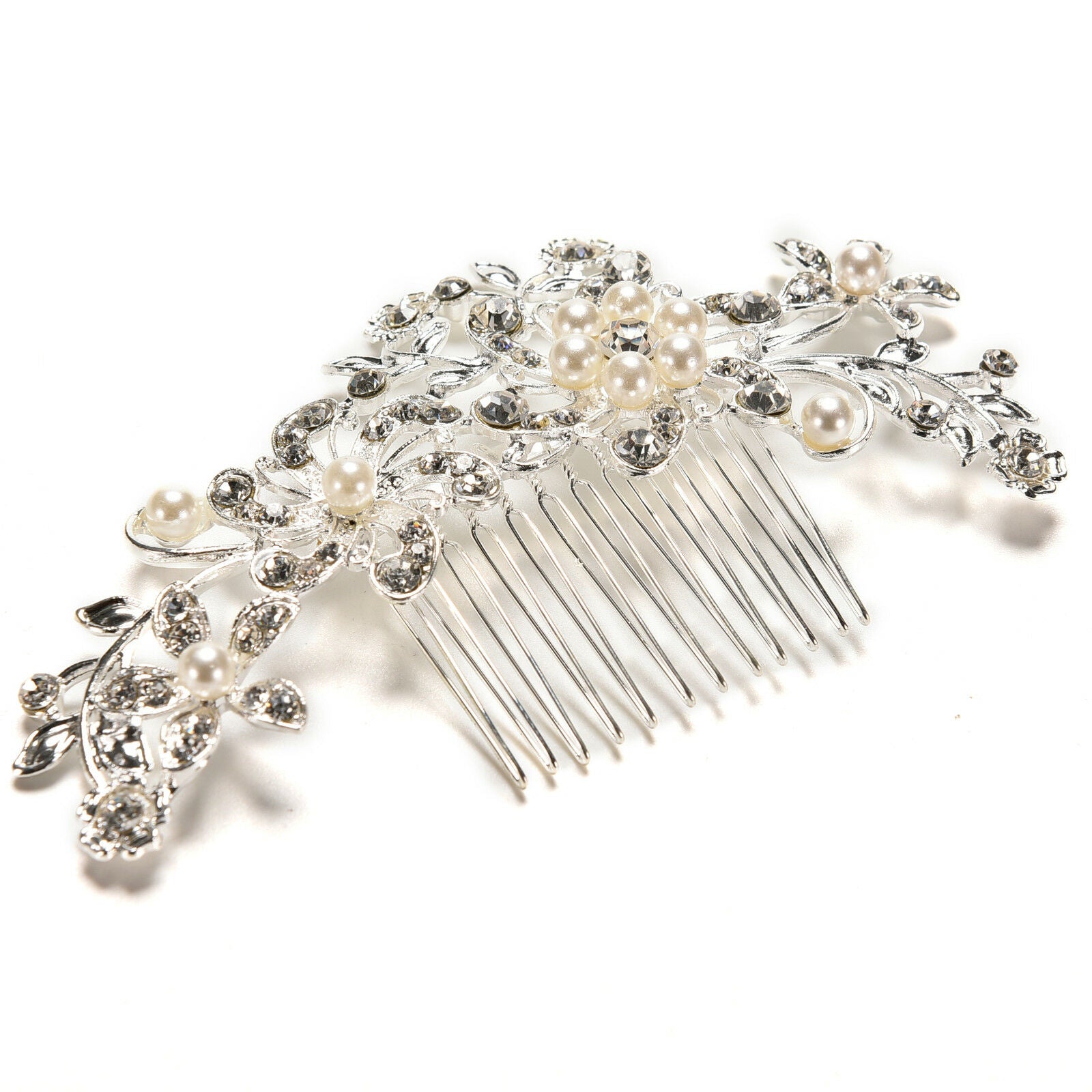 Crystal Rhinestone Wedding Flower Pearls Hair Clip Hair Comb For Women Bri.l8