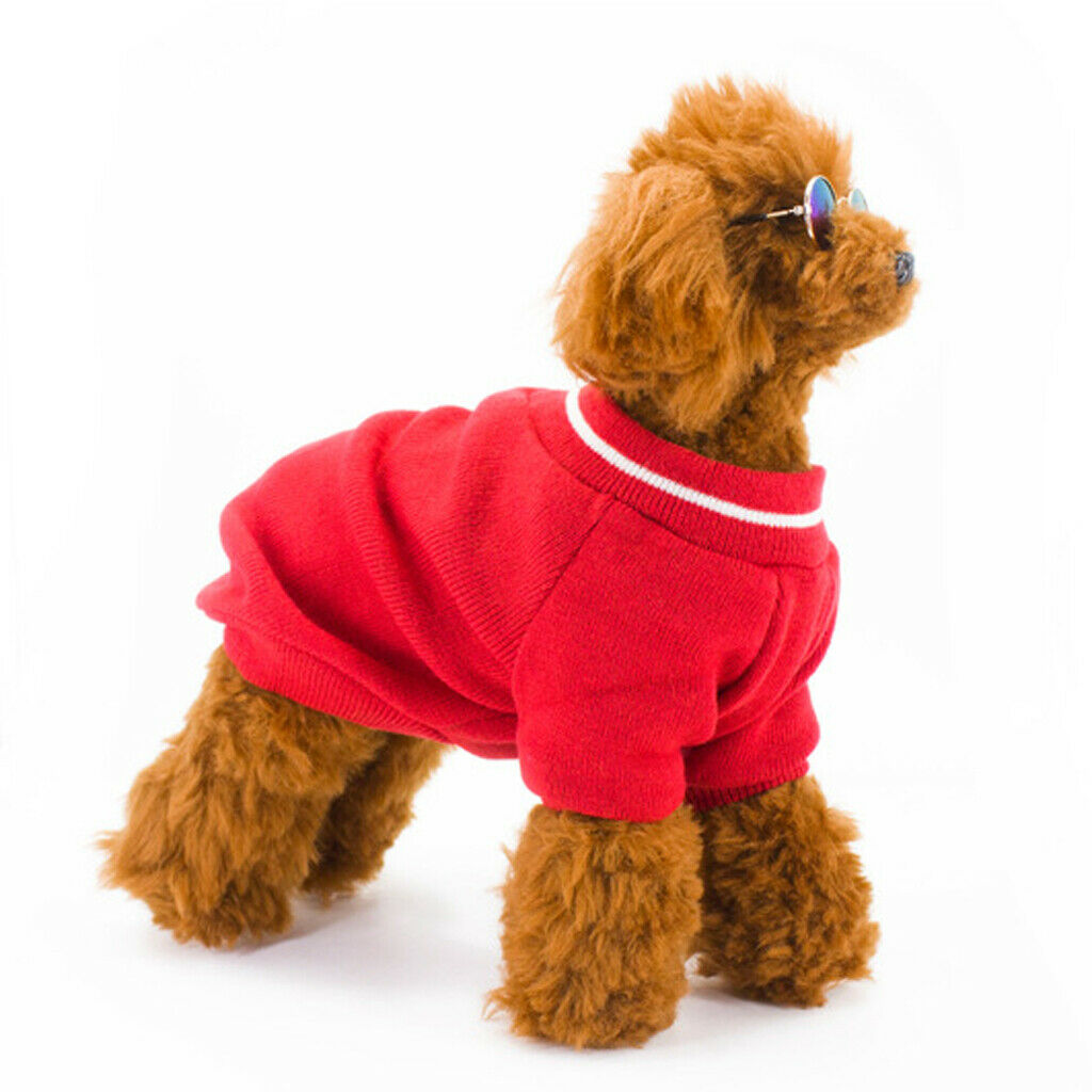 Pet Dog Knitted Sweater Winter Warm Puppy Clothes Dog Costume Red M