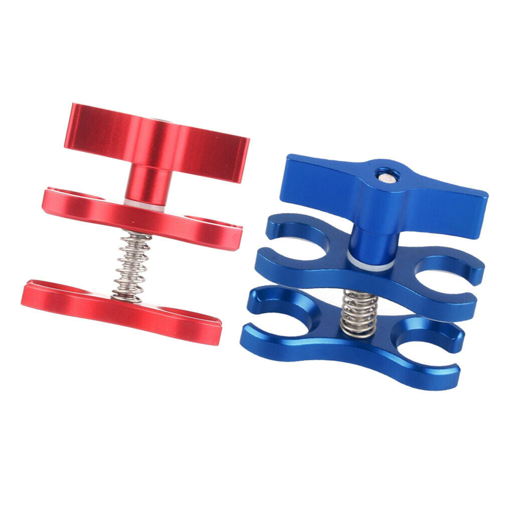 Aluminum Alloy Double Holes Diving Butterfly Ball Clamp Light Arm Clip Red