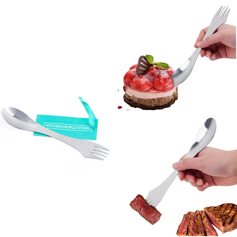 3 in 1 Stainless Steel Fork Spoon Spork Cutlery Utensil Combo Picnic Home Living