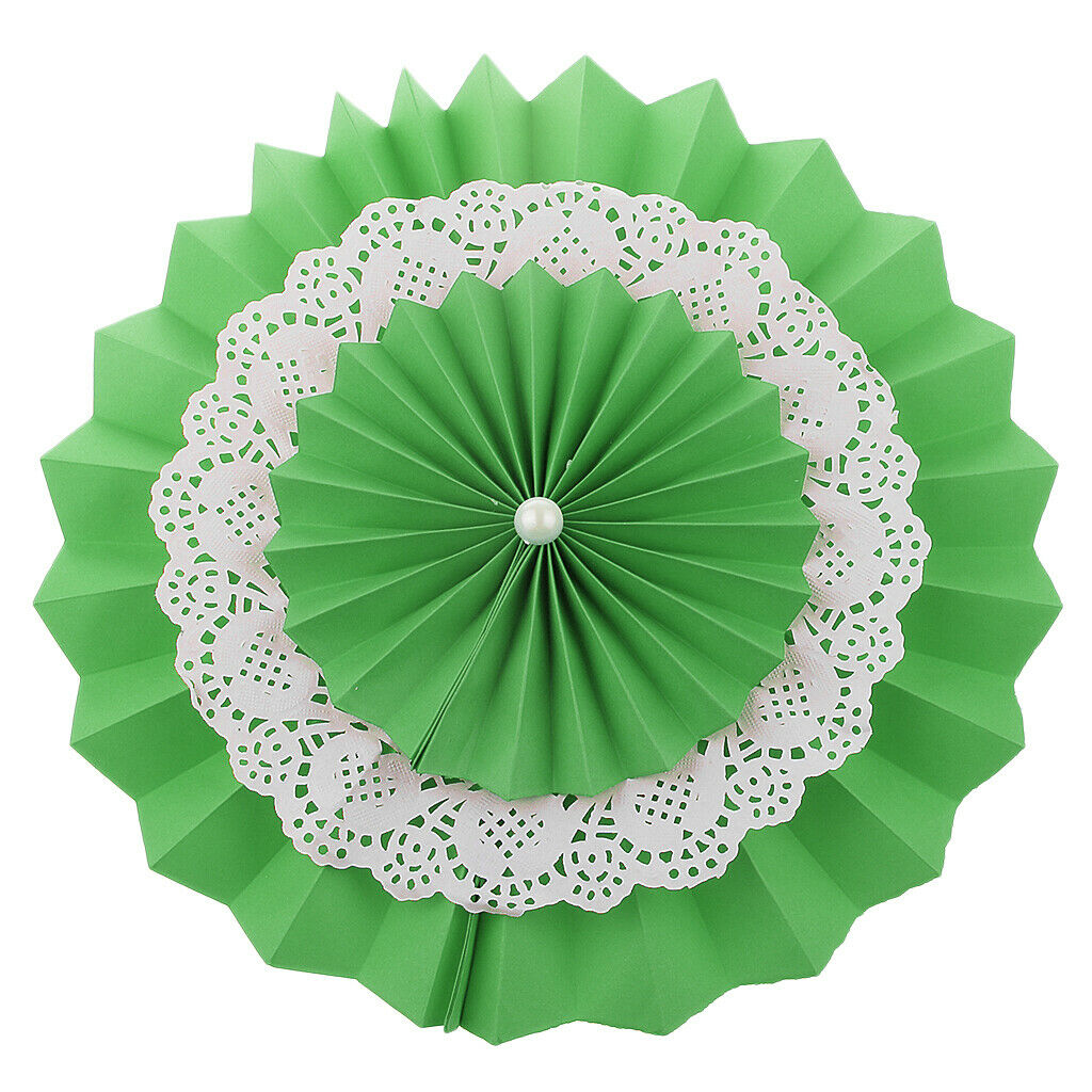 5pcs Paper Fan Flower Wedding Birthday Party Decor 10 inch Green