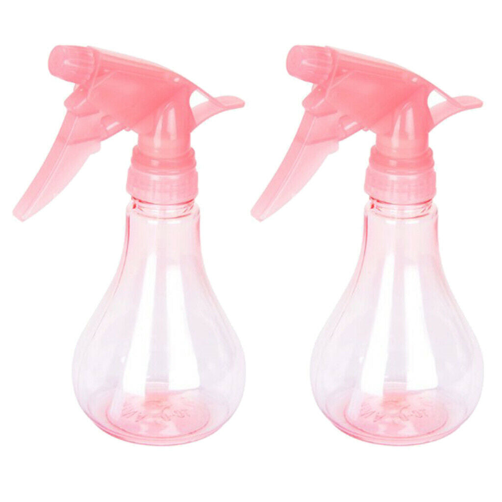2pcs Empty Misting Spray Bottle Transparent for Haircut Salon Skin Care Pink