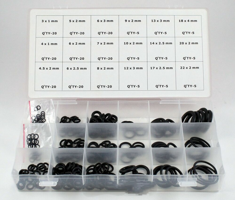 Universal Black Rubber O-Ring Metric Assortment Set Gasket Seal Mm Kit