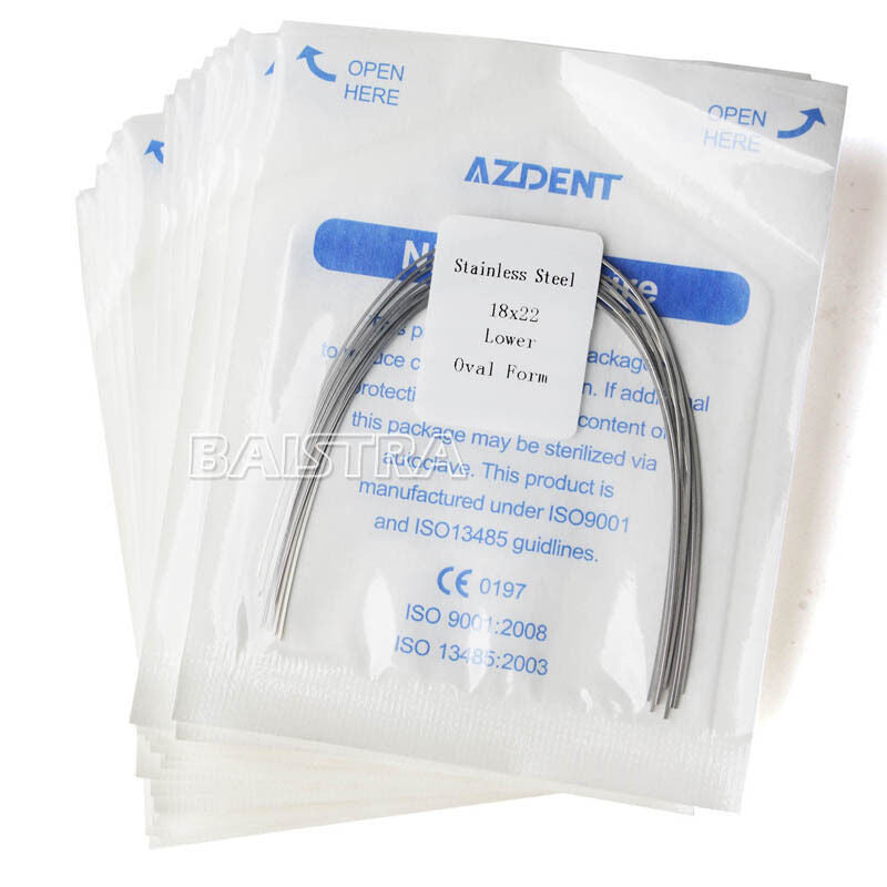 100 Packs AZDENT Dental Orthodontic Stainless Steel Rectangular Oval Arch Wires