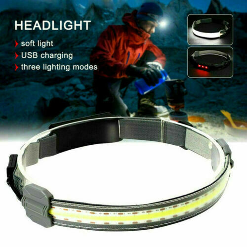 Rechargeable Head Torch COB LED Headlamp Strip Torch Work Light Bar Headlight