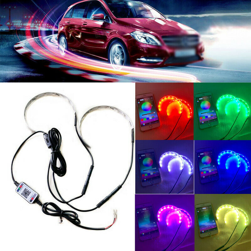 RGB Color Car LED Demon Eye Bluetooth APP Control Halo Ring Headlight Projector