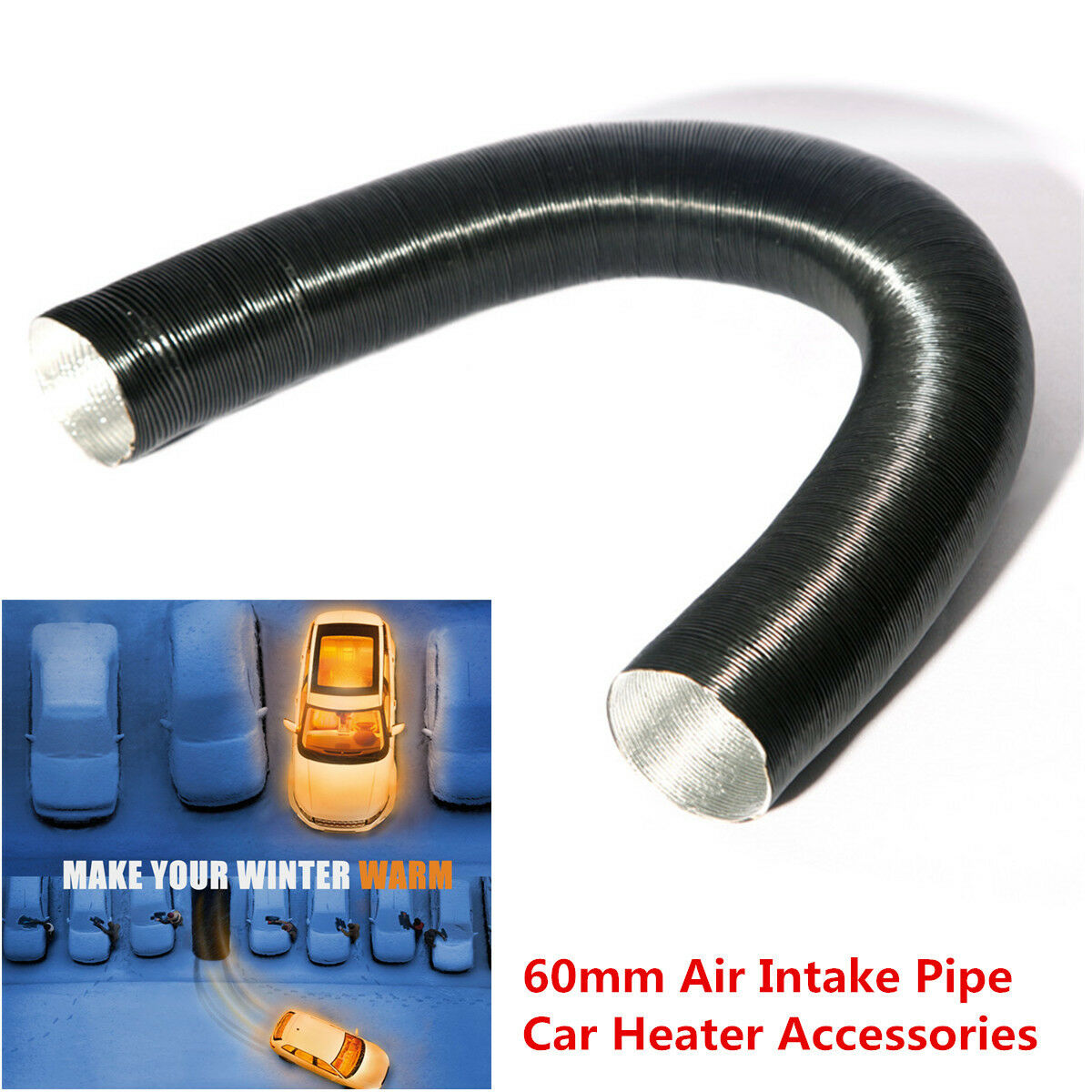 60mm Air Intake Pipe Outlet Pipe Tube Corrugated For Car Heater Car Accessories