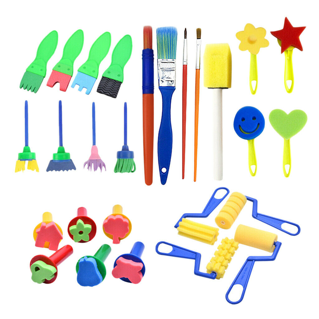 27pcs Art Creation Tools Family Time Props Painting Sponge Brushes Durable Art