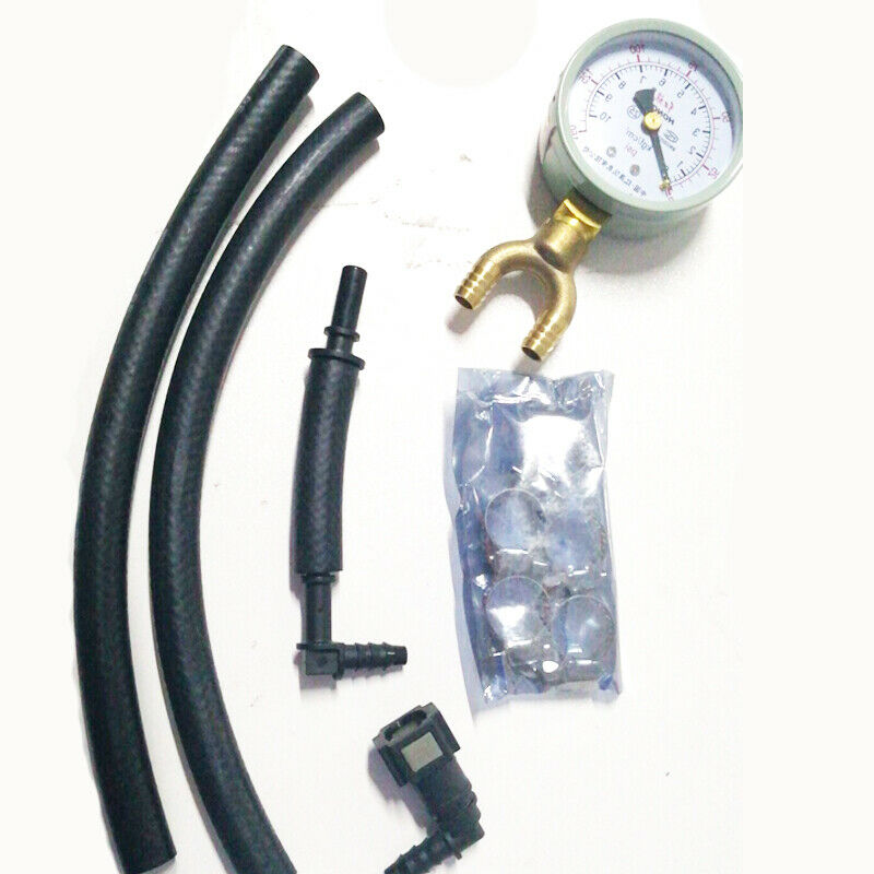 140PSI Car Fuel Pressure Tester Gauge Analogue Gasoline MPa Hose Adapter Kit NEW