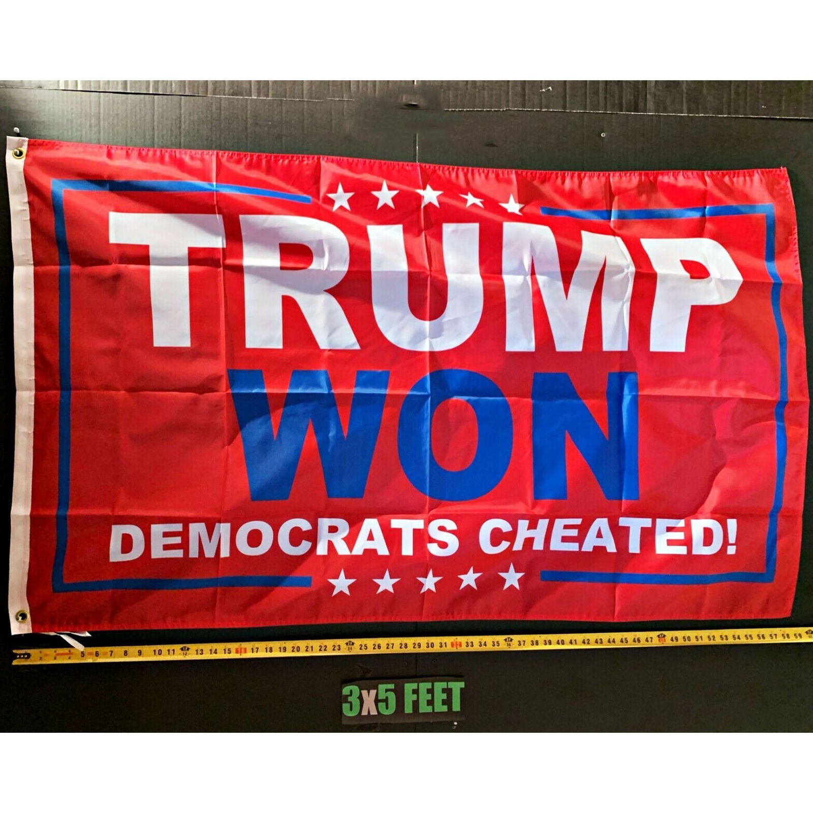 Donald Trump Flag 2024 Trump Won Red Dems Cheat Sign 3x5'