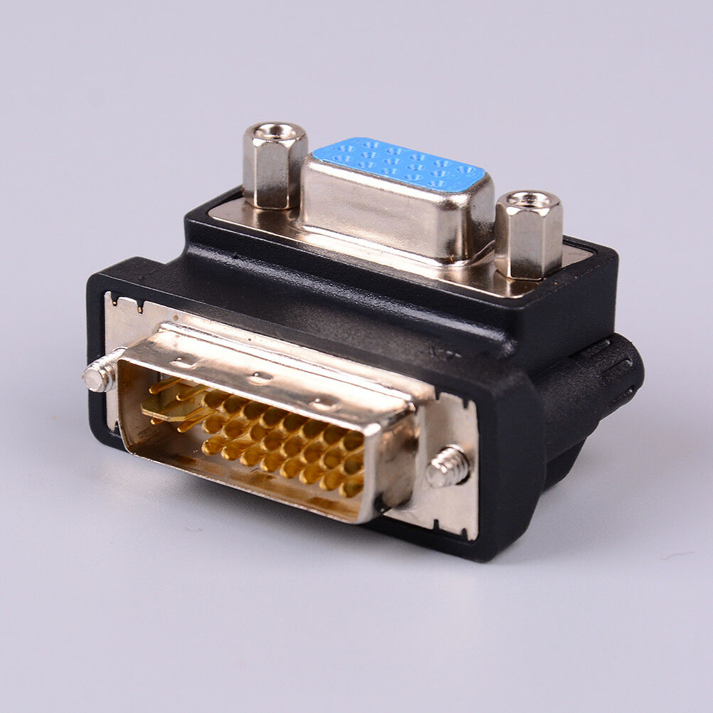DVI-I 24+5 pin male to VGA 15 pin female 90 degree convertor adapter black JDD
