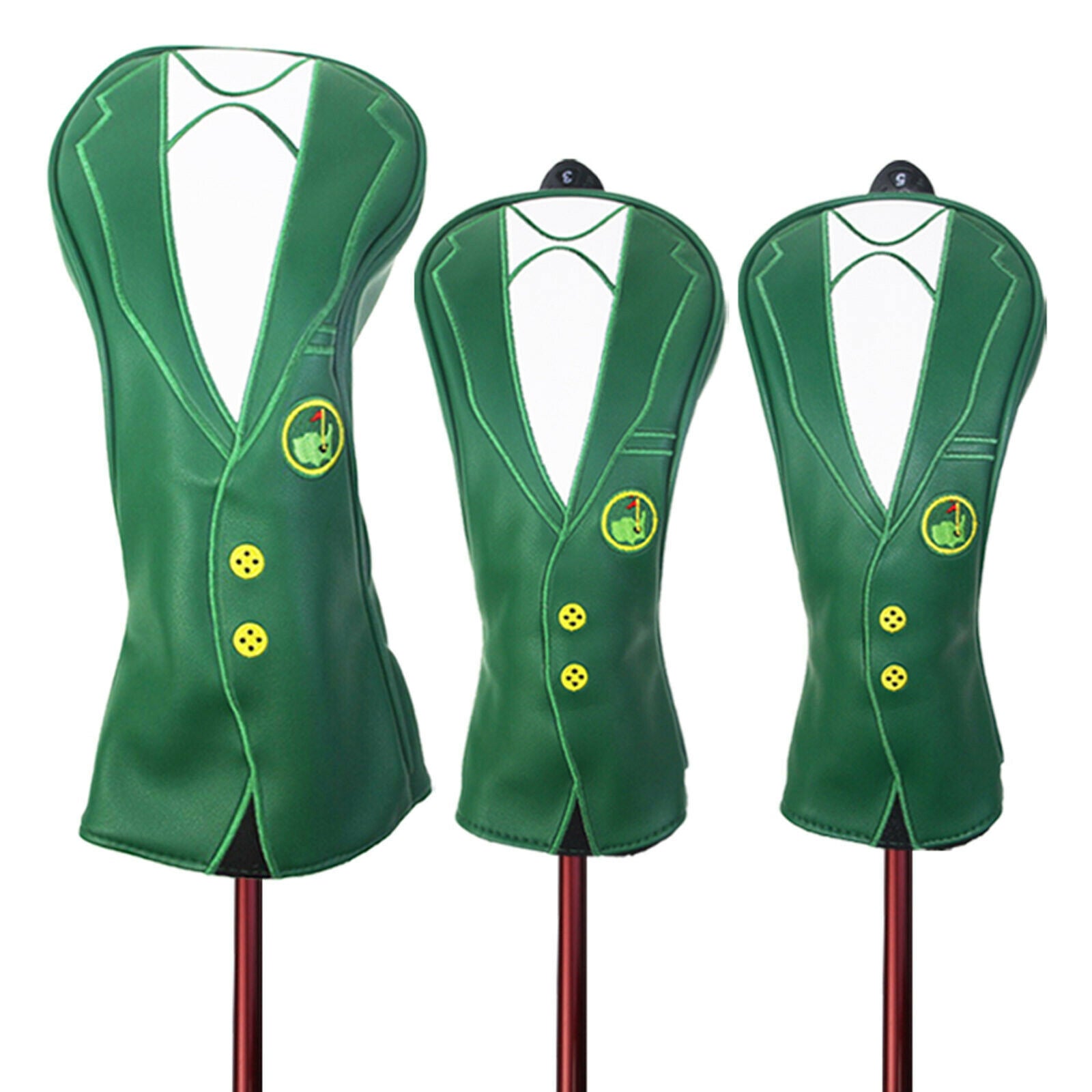 2pcs Golf Wood Headcover Green Anti-slip No. 3 Drivers Covers Utility Club
