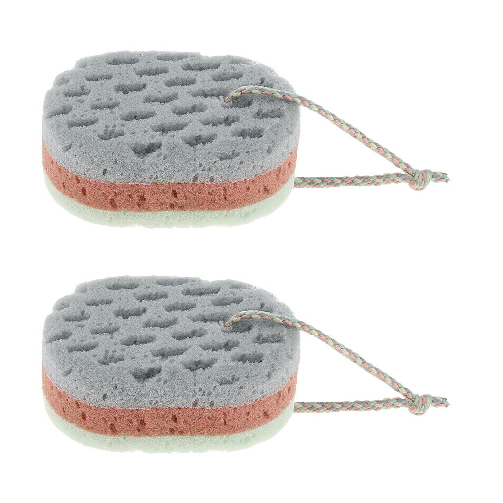2Pcs Body Exfoliating Face Wash Bath Sponge Cleaning Scrubber Massage Puff Fit