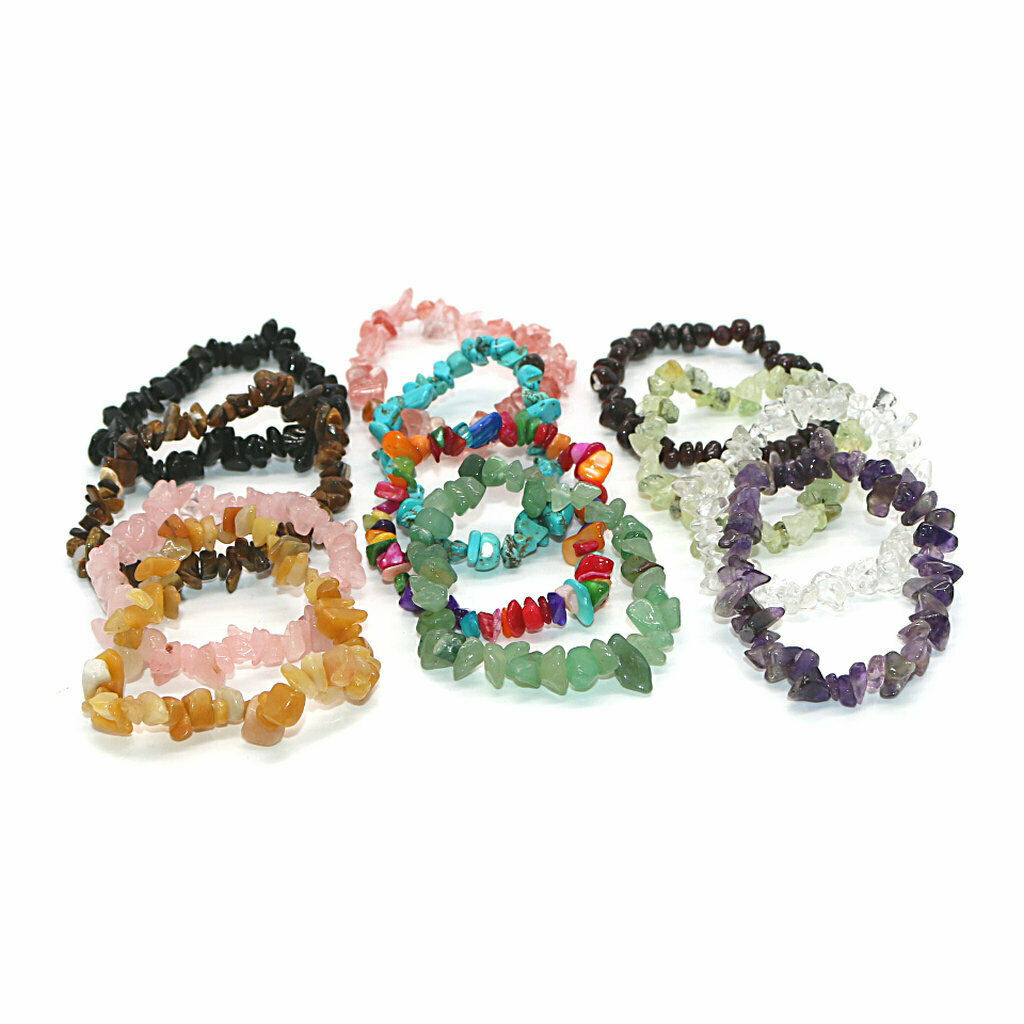 Charms Natural Crystal Gravel Bracelet Beaded Lovers Bangles White