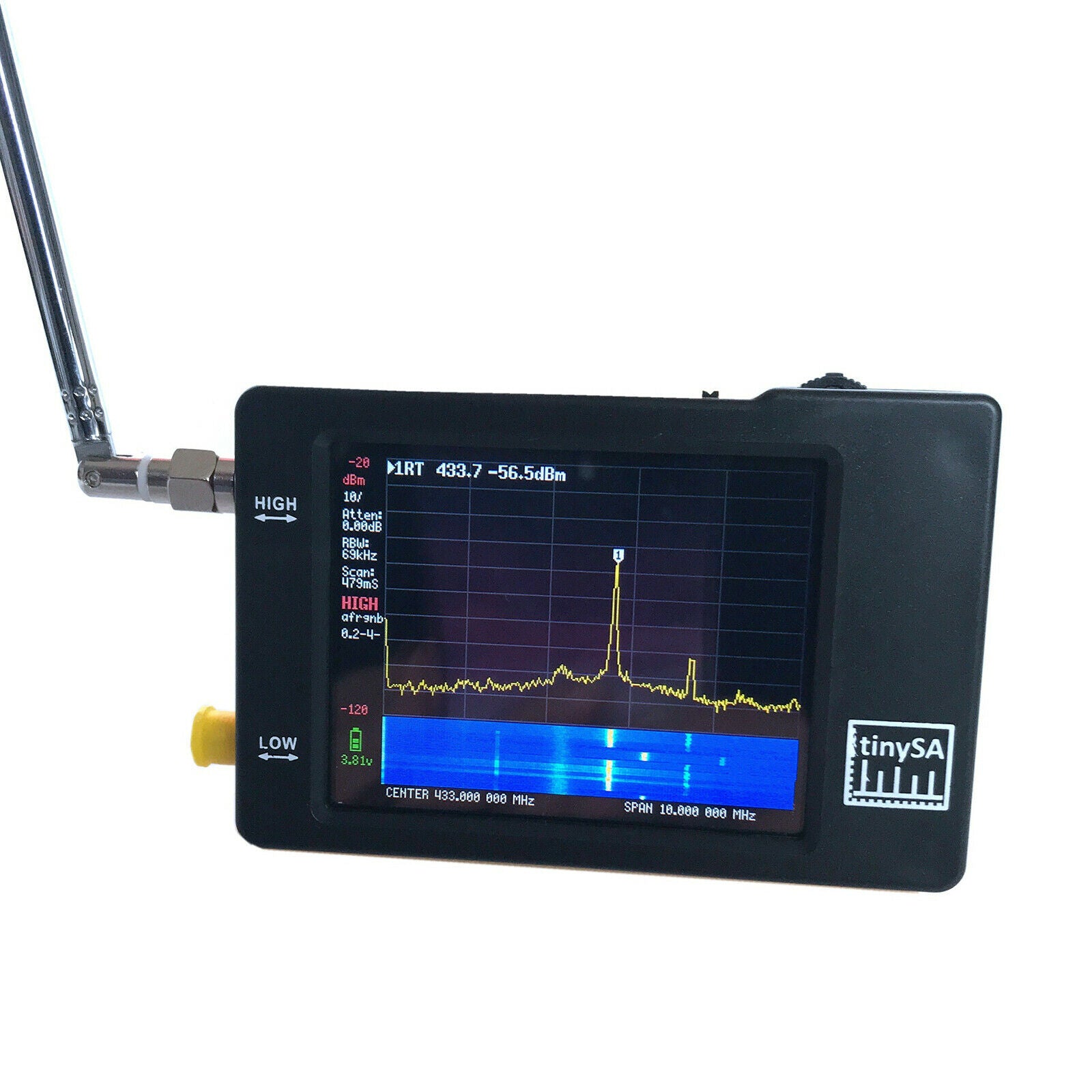 Handheld Spectrum Analyzer 2.8" Touchscreen MF/HF/VHF UHF Input w/ Antenna