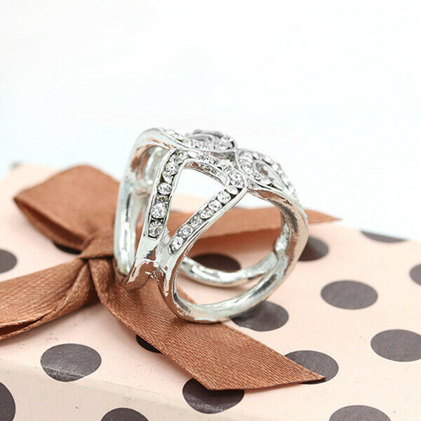 2 Pieces  Elegant Women Lady Rhinstone Crystal Silk Scarf Buckle Ring Holder
