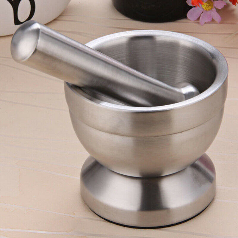 Mortar Pestle Pugging Pot Garlic Spice Grinder Pharmacy Herbs Bowl Mill GrinFCA
