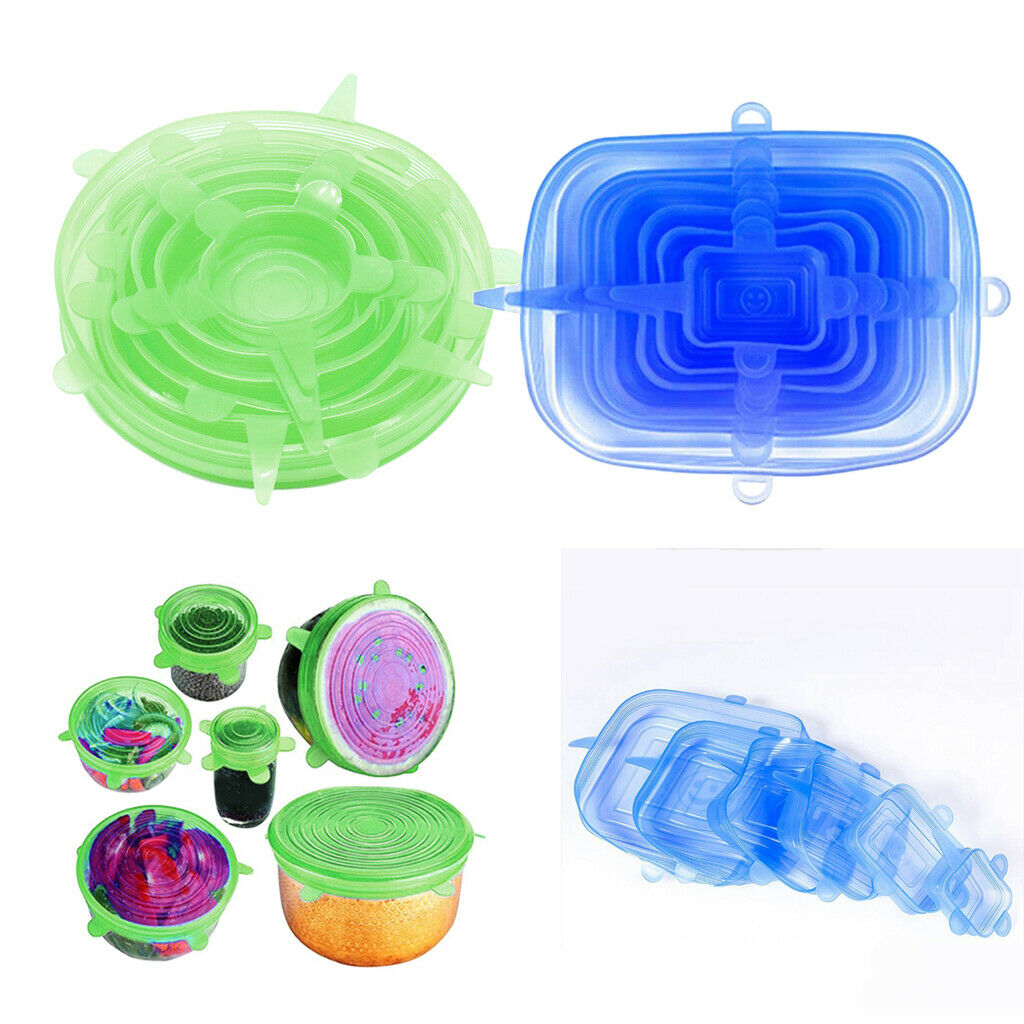 2 Set Kitchen Reusable Silicone Elastic Lids Cup Bowl Covers Heat Resistant