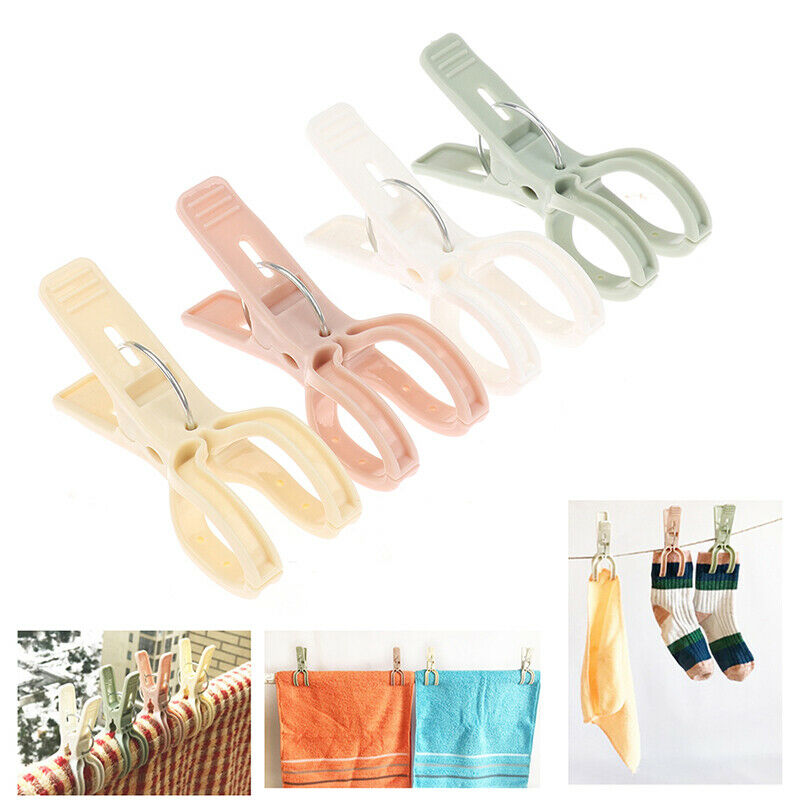 4x Pegs Big Clothes Towel Pins Large Duty Clips Plastic Windproof Laundry Han TL