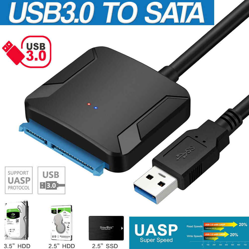 USB 3.0 To Connect SATA 2.5" 3.5" PC Laptop Hard Disk Drive SSD Adapter Cable