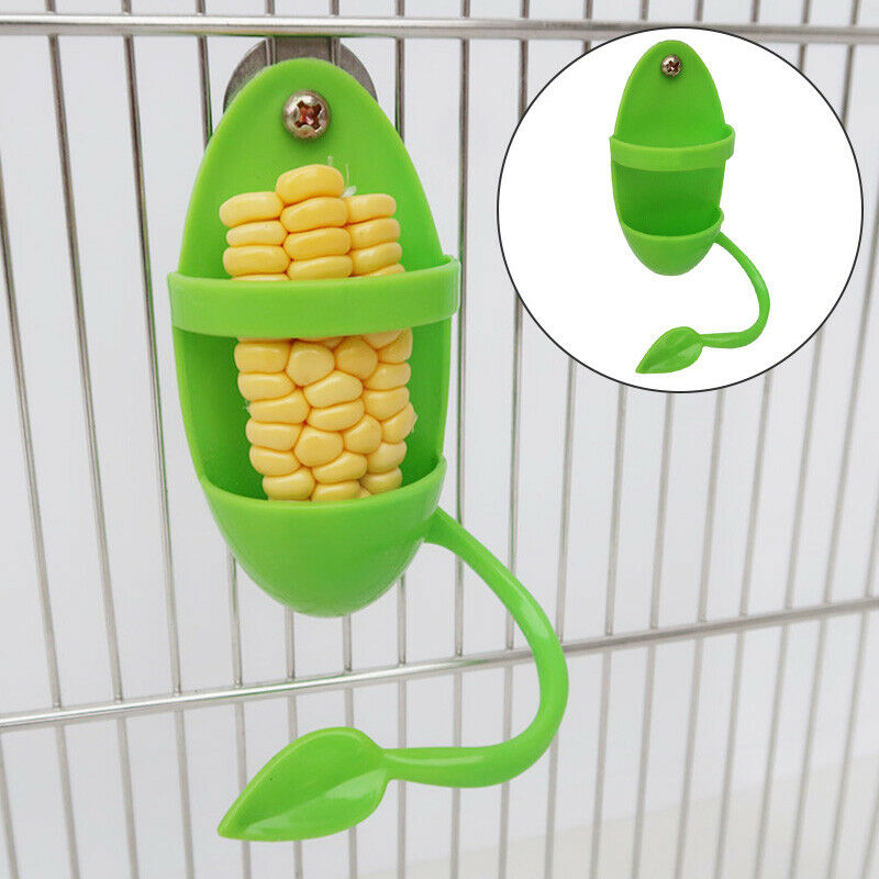 Birds Parrots Green Food Feeder Hanging on Cage Feeding Cup Stand Rack Toys 1PC
