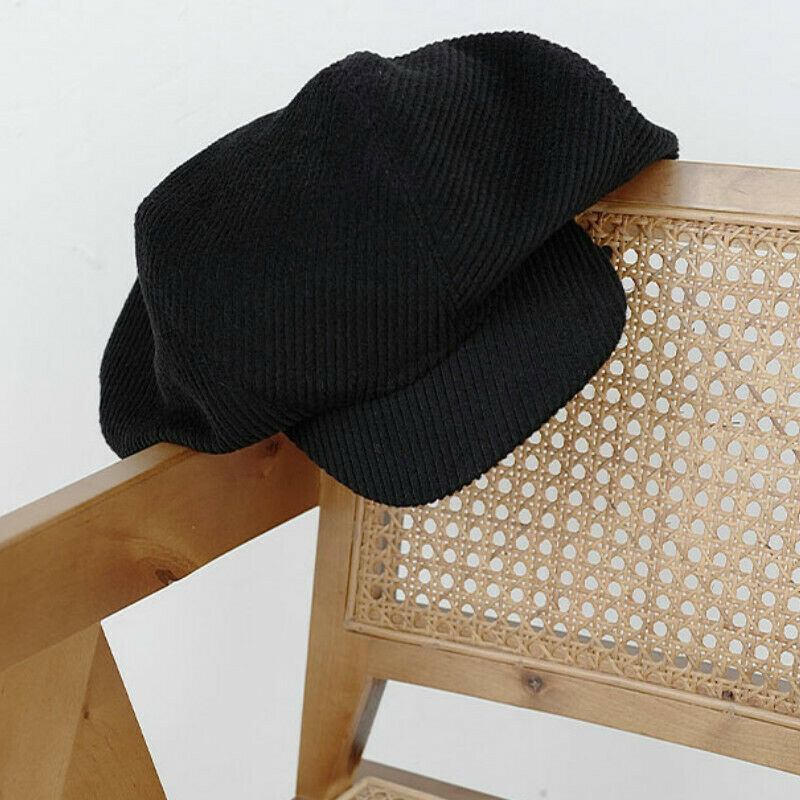 Lady Girl Hat Cap Beret Cotton Newsboy Gatsby Flat Oversized Gothic Casual Black