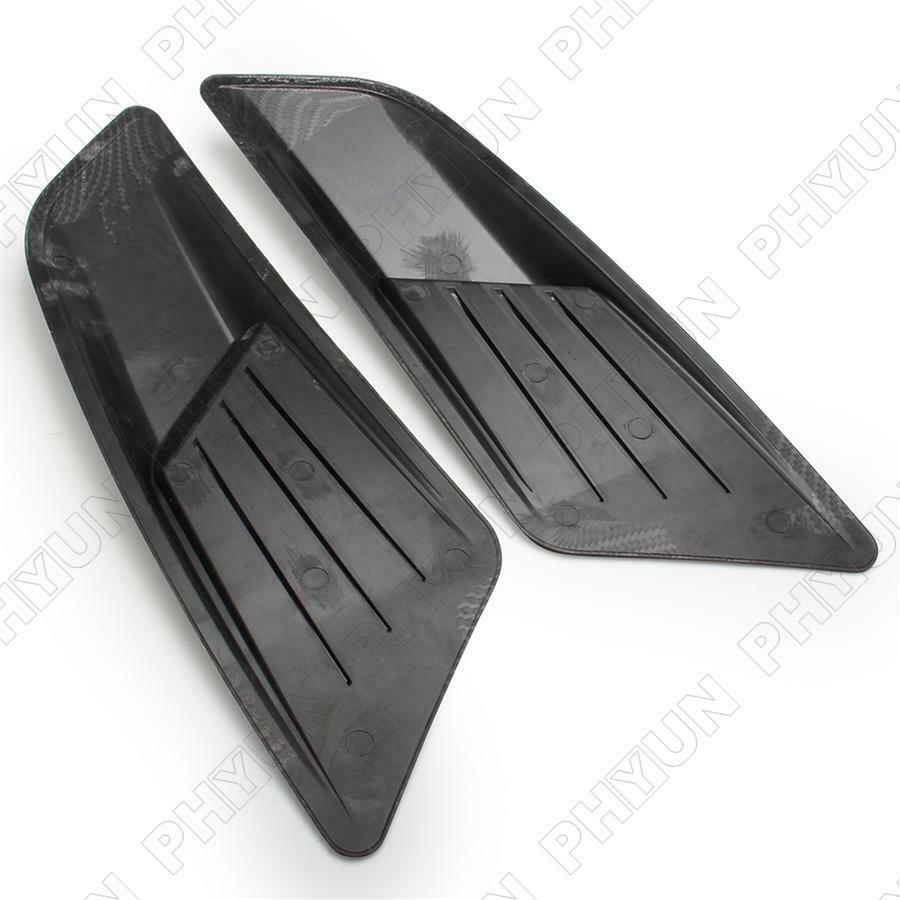 2x Carbon Fiber Style Air Flow Intake Hood Vent Bonnet Covers Decorative Trim