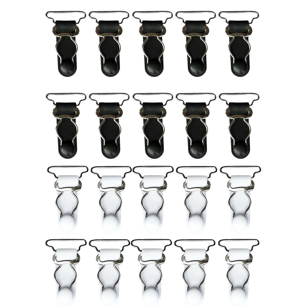 20 White Black Women Garter Belt Straps Corset Suspenders Clips Hooks 26mm