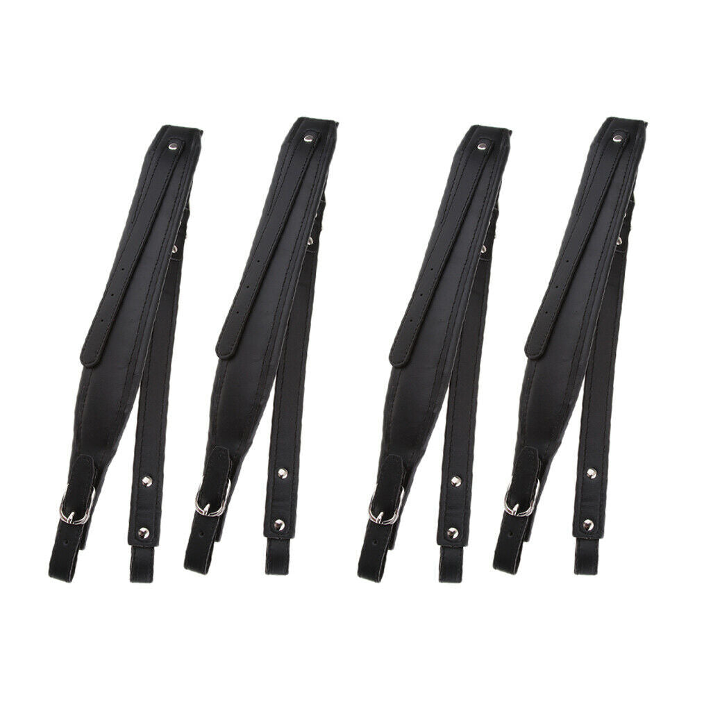 4 Packs Layer Wear-Resistant Cowhide Accordion Shoulder Straps Parts Black
