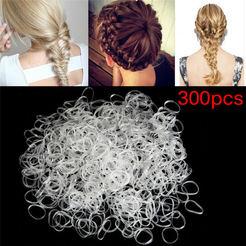 300PCS Transparent  Rubber Braiding Hair Band Hairope Elastic Ponytail Hol.l8