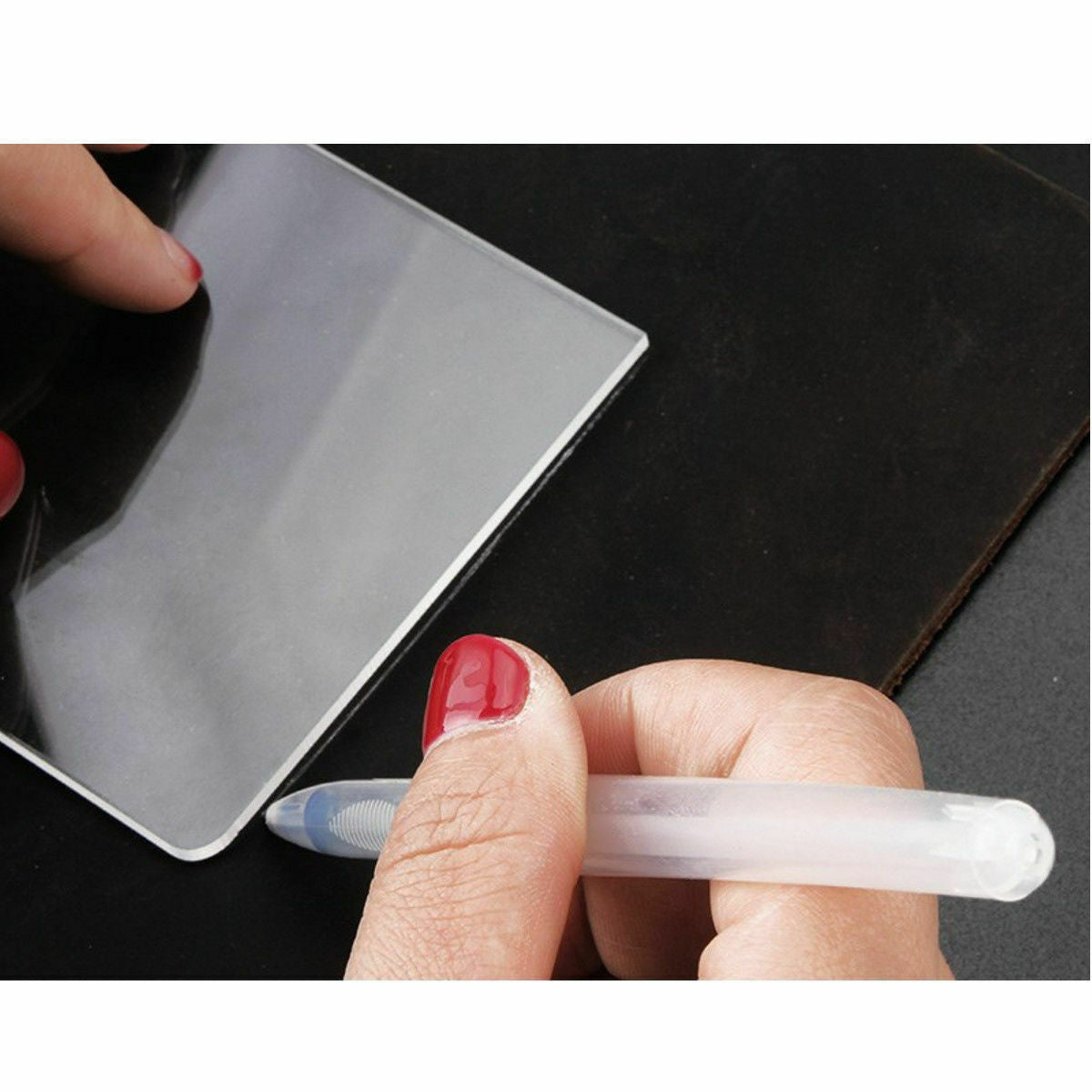 DIY Leather Craft Acrylic Long Zip Wallet Purse Pattern Template Stencil Set