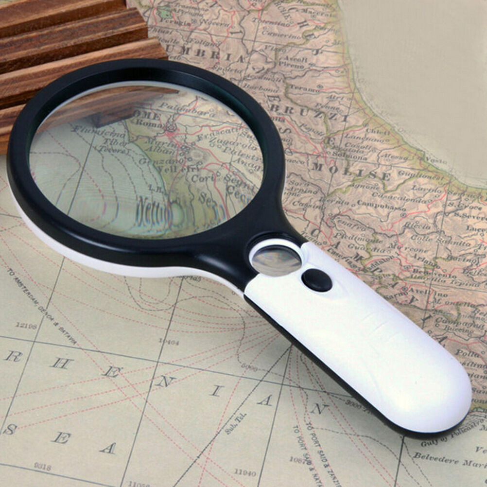 Handheld 45X Magnifying Reading Glass Lens Jewelry Loupe With 3 LED Light BDAU