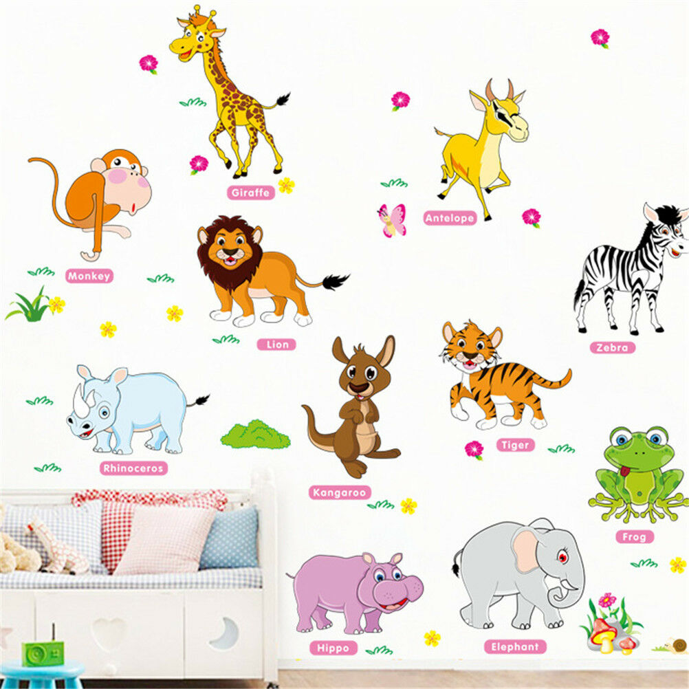 jungle animals wall stickers for kids rooms decor poster wall decals removabl SJ