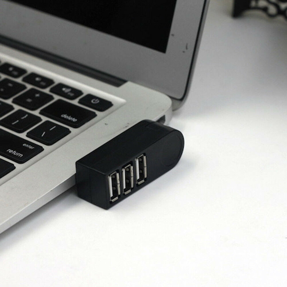 US. 3 Port USB 3.0 Rotating Splitter Adapter Hub For PC Laptop Notebook
