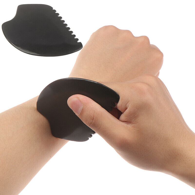 1Pc Black Natural Bian Stone Gua Sha Board Scraper Tools Scraping Massager BoGR