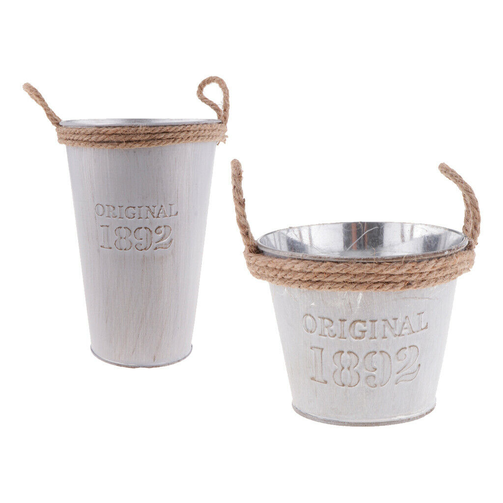 2Pcs Decorative Galvanized-Metal Can | Garden Decoration | Gardening
