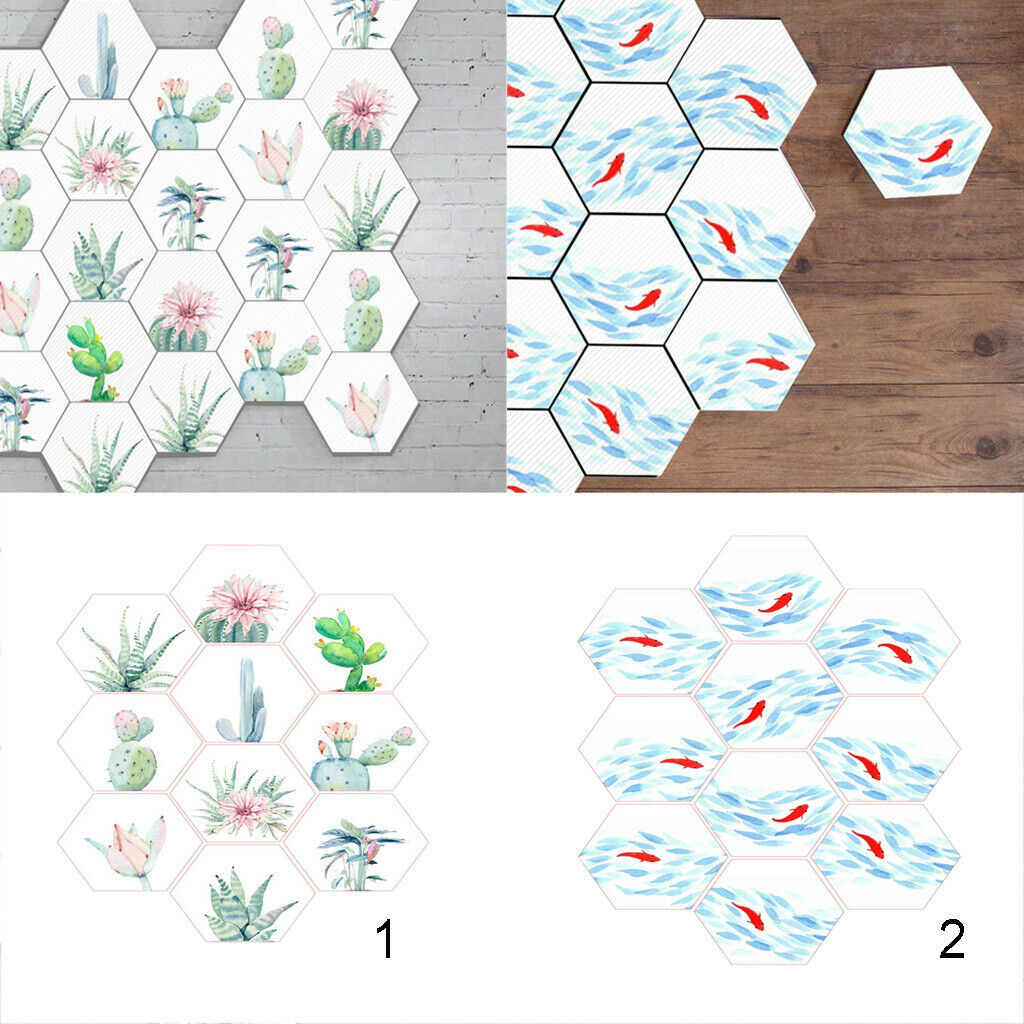 10Pieces Hexagon Wall Tiles Stickers Decals Kitchen Bathroom Waterproof A