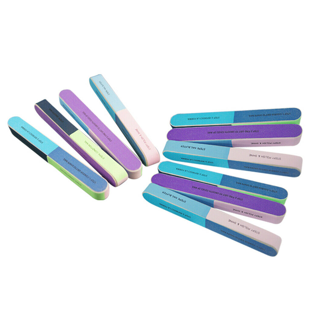 10x 6-way UV Gel Nail Files Toenails Buffing Shaping Buffers for Salon Home