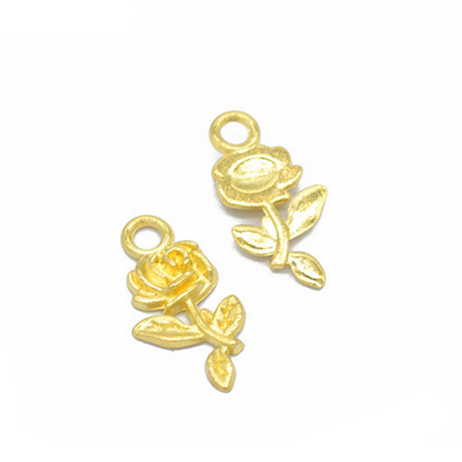 40pcs Alloy Rose Shape DIY Pendant Charms Bracelet Pendant 20x10mm Crafts