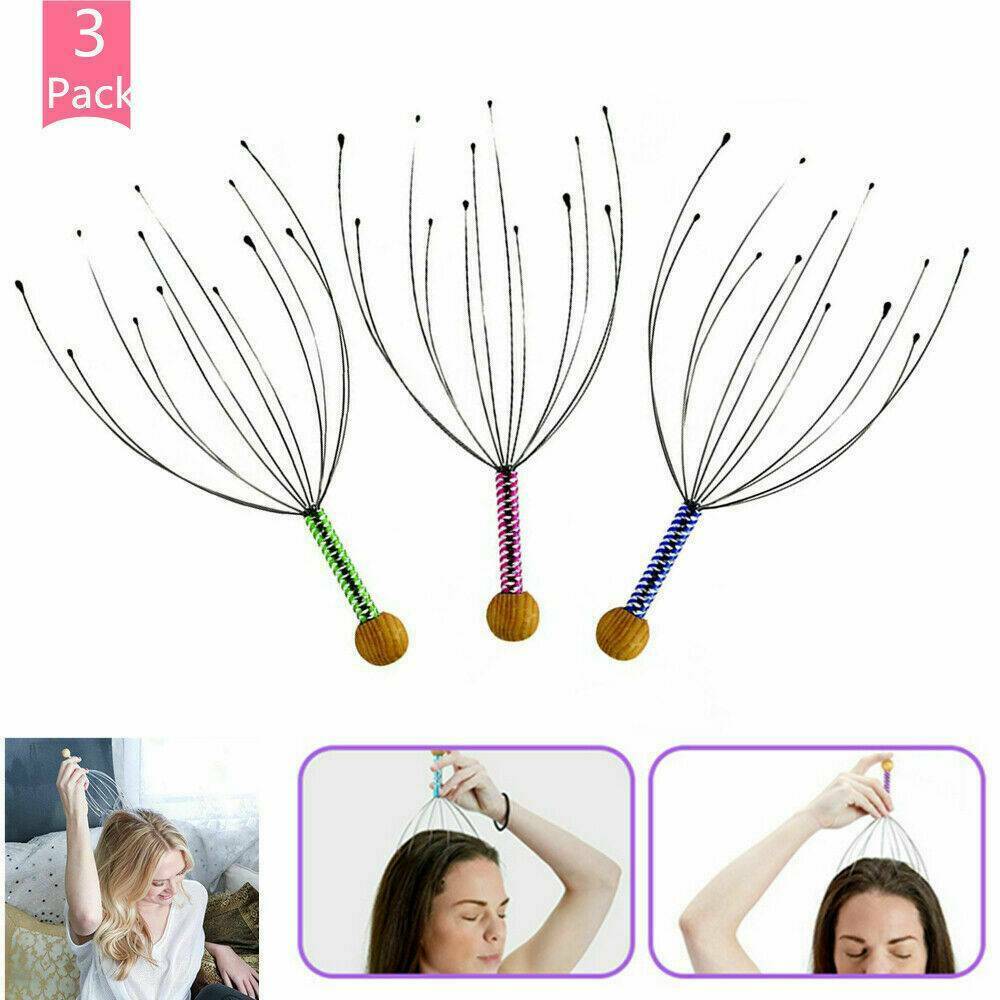 3 PCS Massager Head Scratcher Scalp Octopus Therapeutic Head for Deep Relaxation