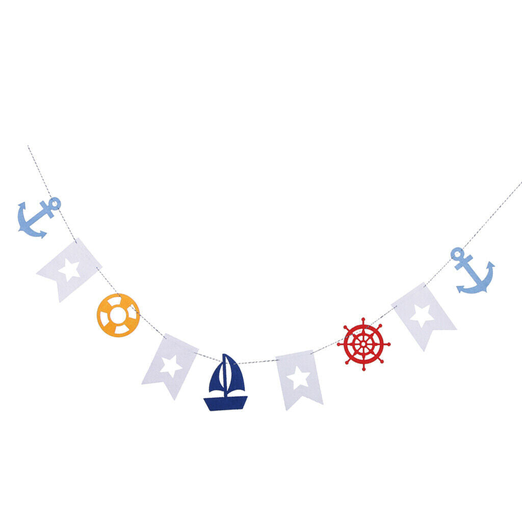 Nautical Felt Flag Bunting Pennant Banner for Baby Birthday Shower/ Anchor /
