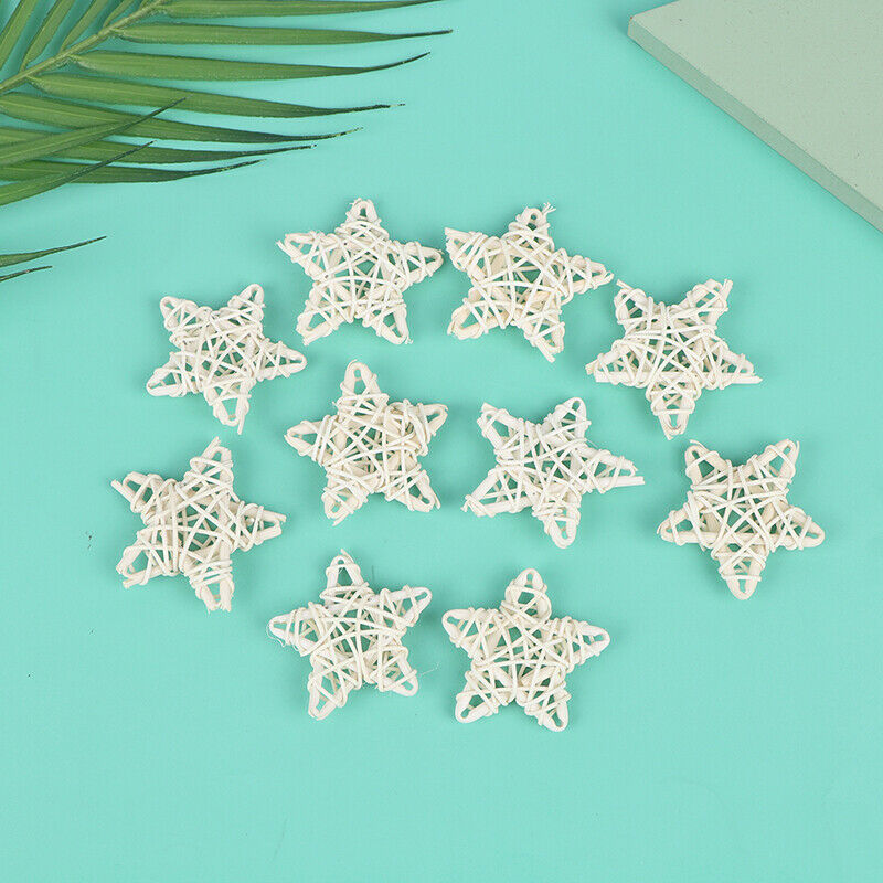 10Pcs DIY Indonesian Vine White Rattan Star Christmas Decoration Woven Wrea KX