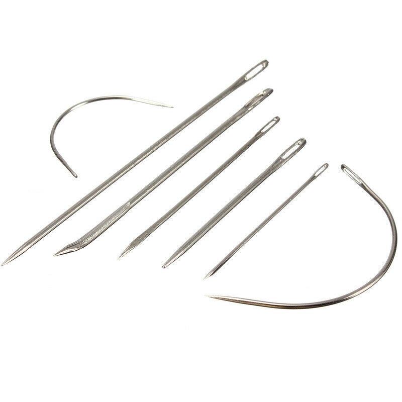 Assorted Set of Repair Hand Sewing Needles Curved & Straight x7 Needle Pack