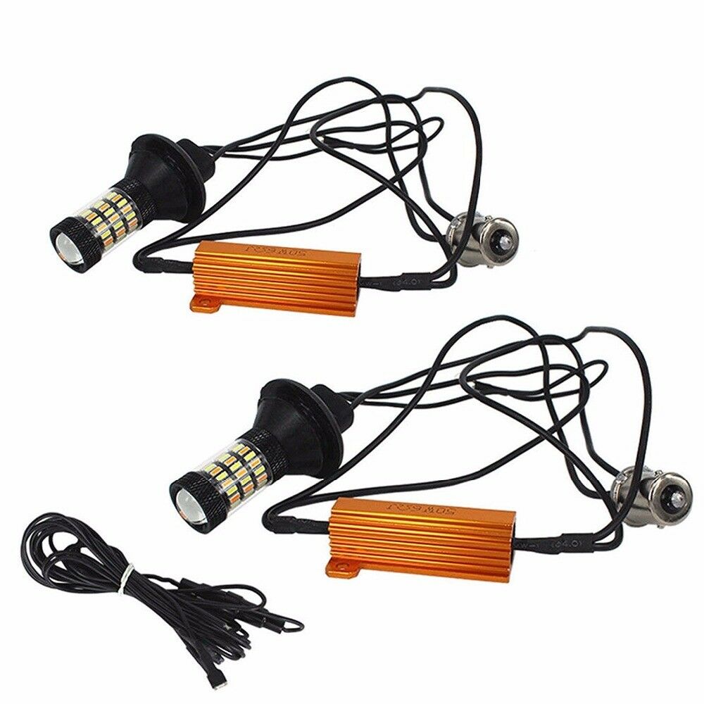 2x Error free 1156 7056 BA15S Switchback LED Kit for DRL Turn Signal Lights