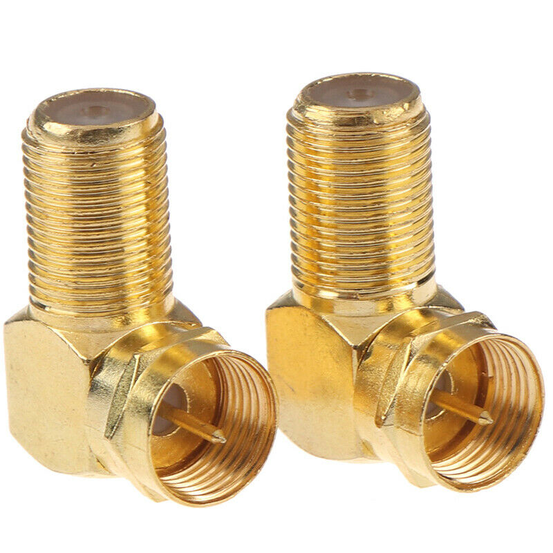 1Pc Copper F Male Plug to F Female Jack Right Angle Adapter 90 Degree Coa.l8